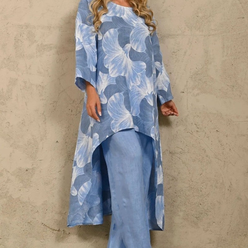 Conjunto de pantalones de manga larga con estampado informal a la moda para mujer
