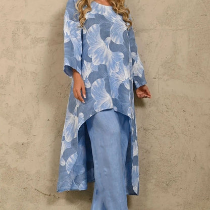 Conjunto de pantalones de manga larga con estampado informal a la moda para mujer