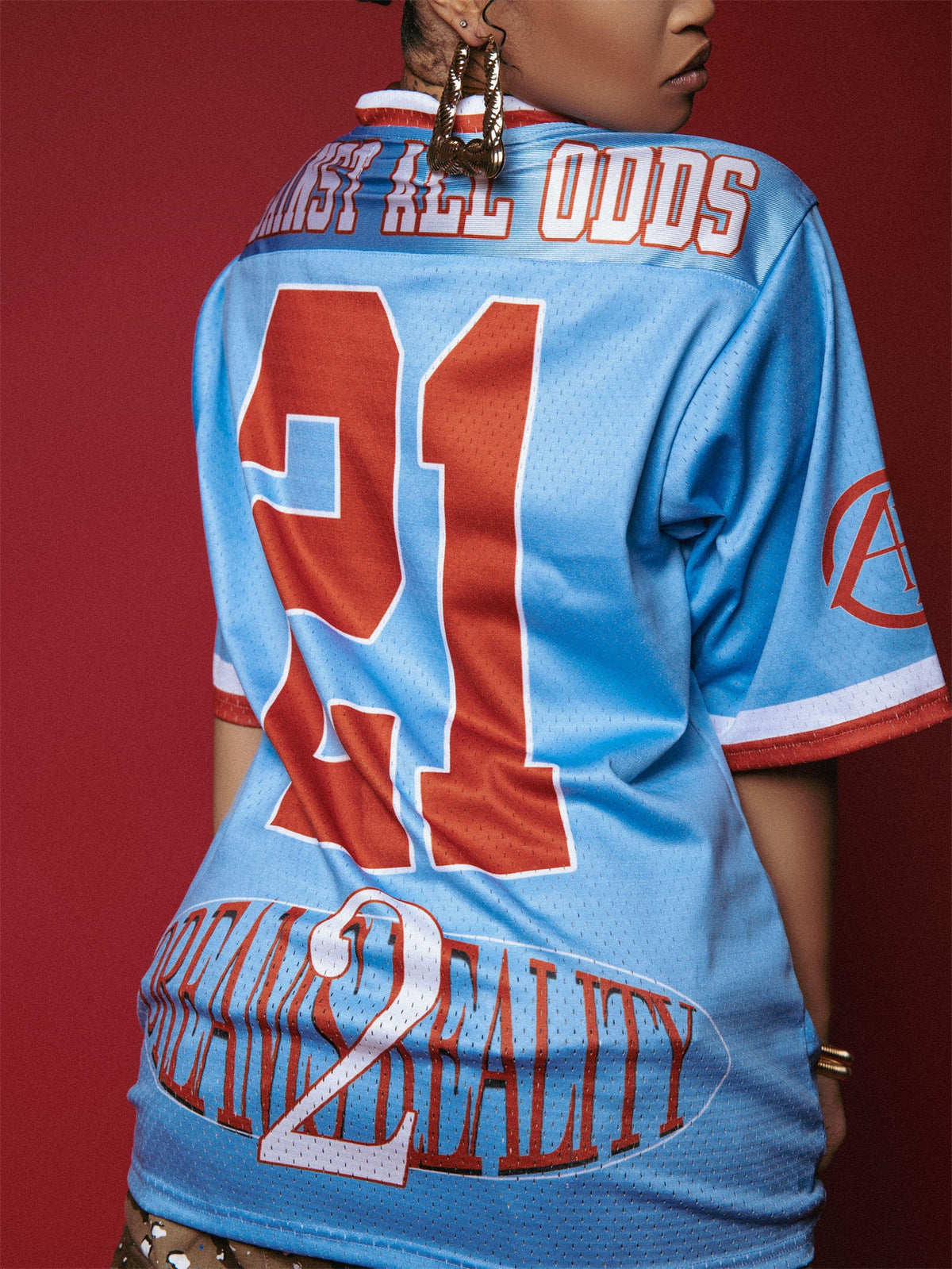 Women Fashion Casual Loose Contrast Color Digital Print Short Sleeve V-Neck Jersey T-Shirt