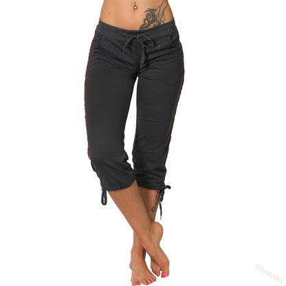 Women Casual Fashion Basic Solid Color Loungewear Sports Cropped Pants