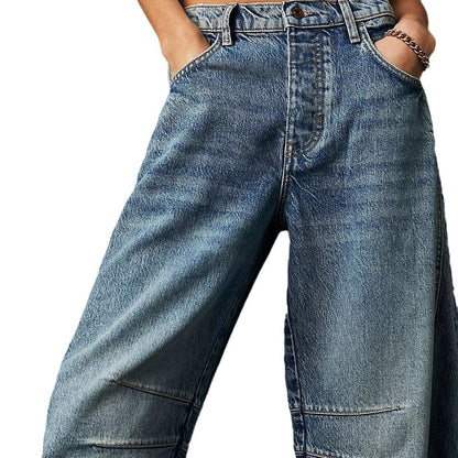 Women Fashion Casual Loose Low Waist Washed Jeans