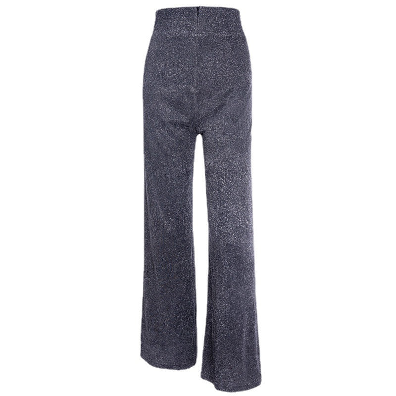 Women'S Fashion Casual Glitter High Waist Drape Wide Leg Pants