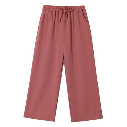 Women'S Fashion Casual Loose High Waist Thin Drape Cropped Pants