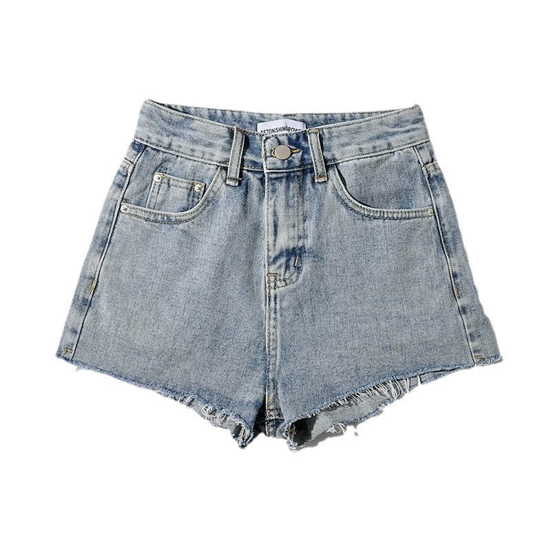 Pantalones cortos vaqueros básicos de verano para mujer, informales, de color liso y con dobladillo sin rematar