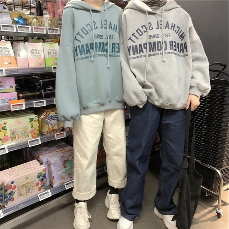 Sudadera con capucha informal con estampado de letras y forro polar para mujer