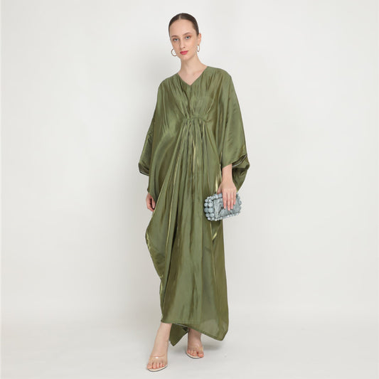 Women Casual Loose Solid Color Abaya Long Sleeve Maxi Dress