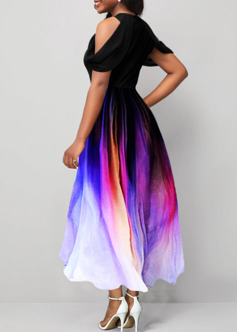 Women Fashion Casual Gradient Print Maxi Dress