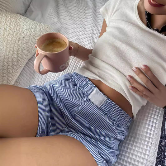 Pantalones cortos casuales de rayas de verano para mujer