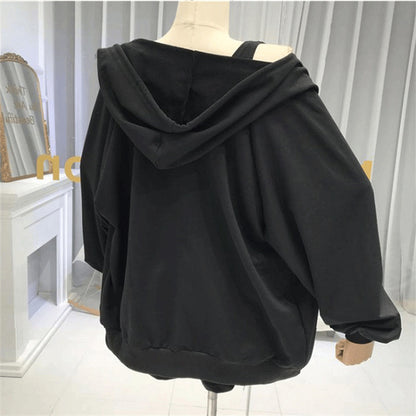 Women Fashion Casual Solid Color Tank Top Long Sleeve Zipper Hoodies Defined Waist Drawstring Shorts 3pcs Set