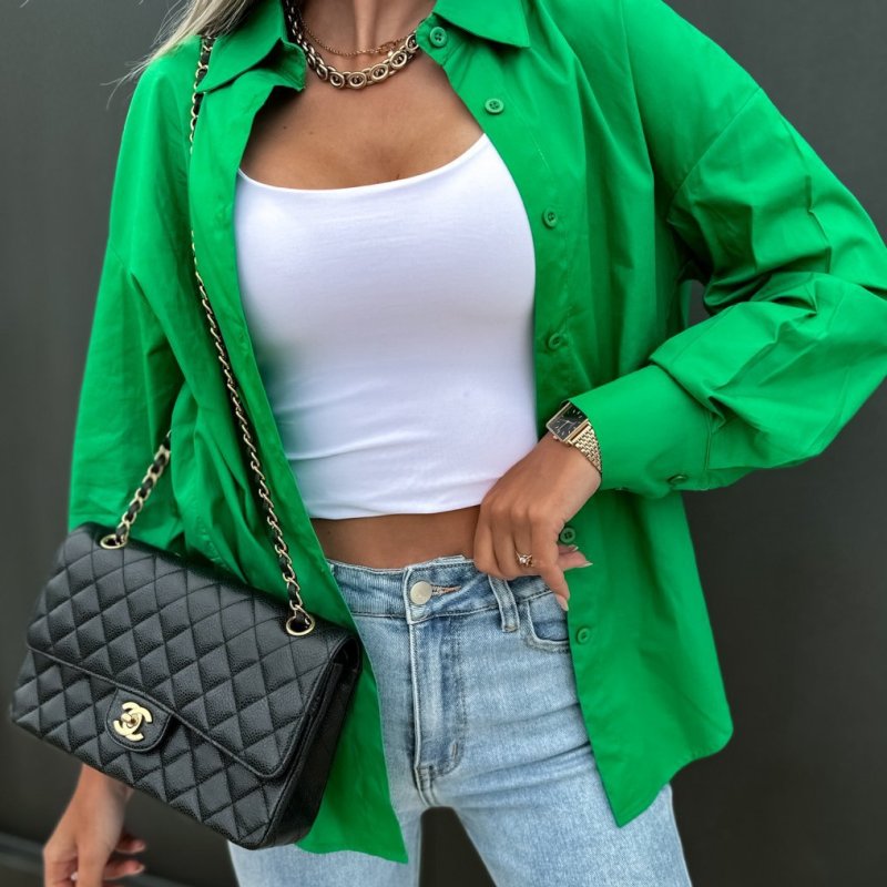 Blusa informal de verano holgada de color liso con mangas largas y cuello en V para mujer