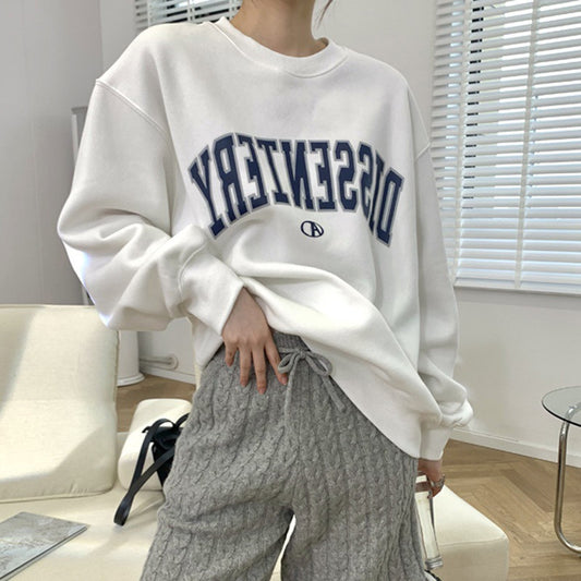 Women Casual Crewneck Alphabet Print Sweatshirt