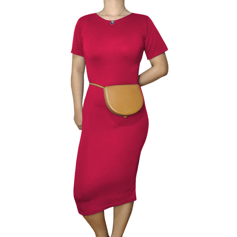 Vestido básico casual de manga corta para mujer