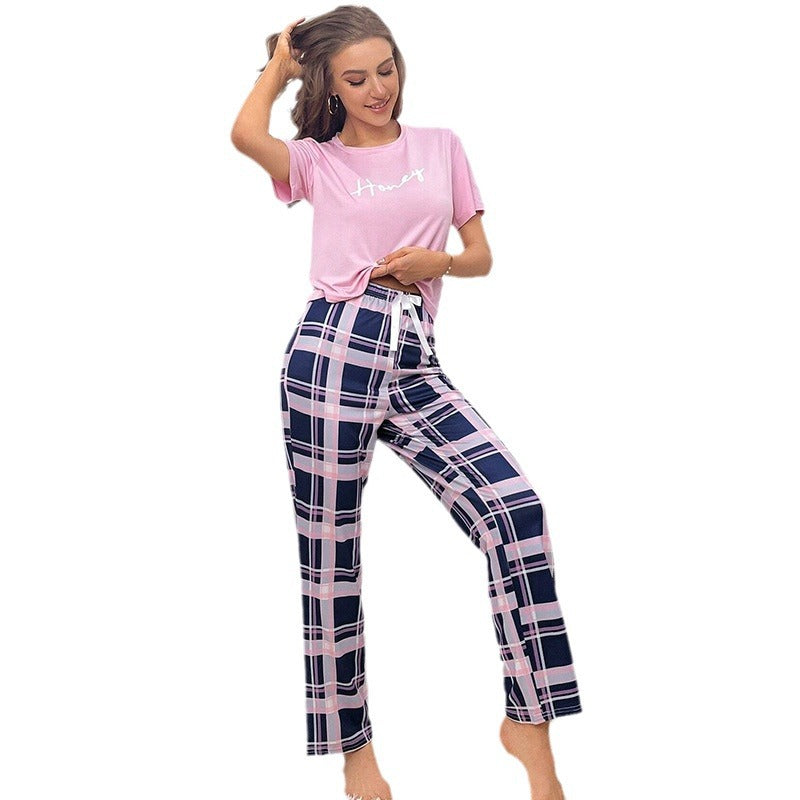 Pijama informal estampado de dos piezas para mujer