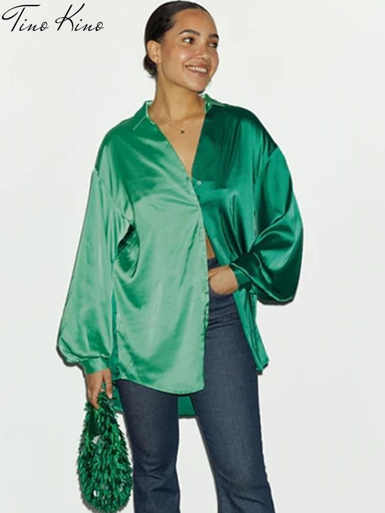 Conjunto de dos piezas formado por camisa y pantalón de retazos para mujer, informal, de manga larga, blusa y pantalón de cintura alta