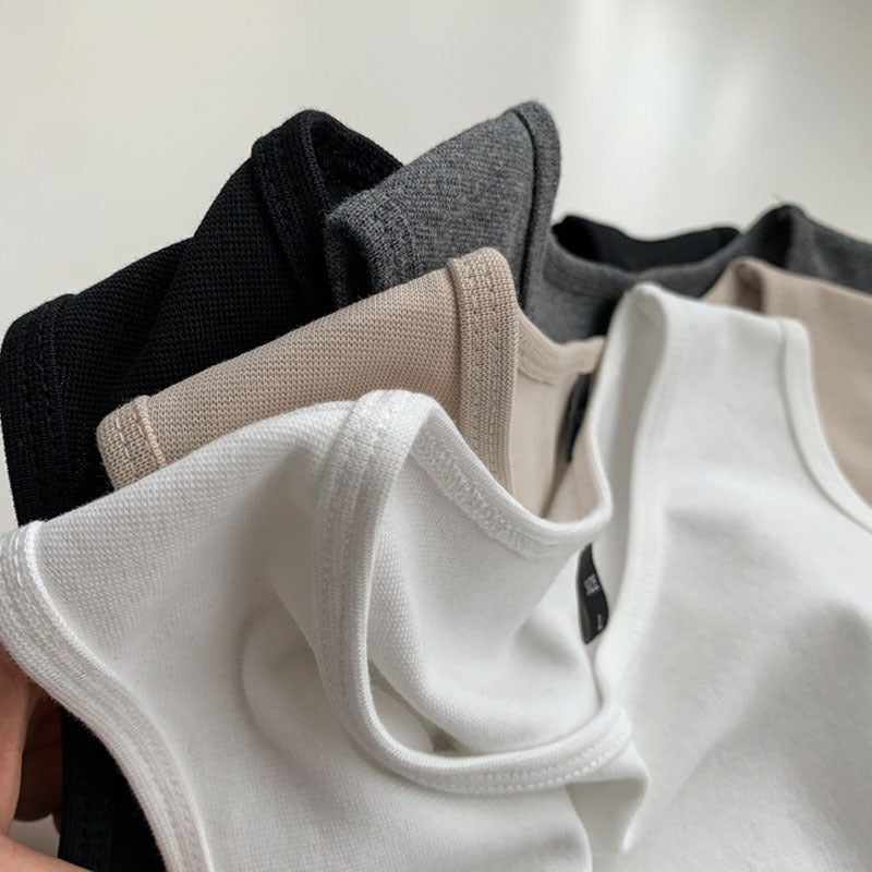 Top corto informal básico de color liso para mujer