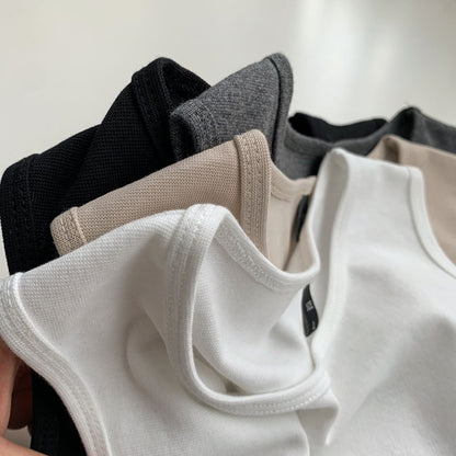 Top corto informal básico de color liso para mujer