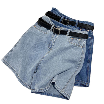Pantalones cortos vaqueros informales de verano para mujer, de cintura alta, finos y de corte A
