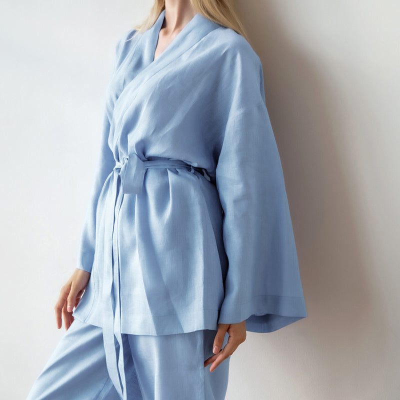 Conjunto de pijama informal de manga larga con tirantes y pantalones para mujer