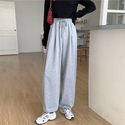Women Edgy Basic Casual Oversize Sports Solid Color Drawstring Waist Jogger Sweatpants