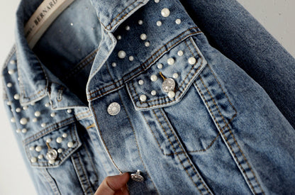 Chaqueta vaquera holgada de manga larga con botones y corte atrevido para mujer, talla grande