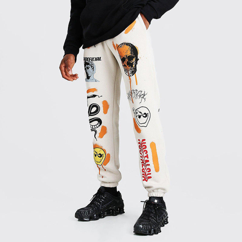 Women Fashion Casual Halloween Printing Brushed Jogger Pants
