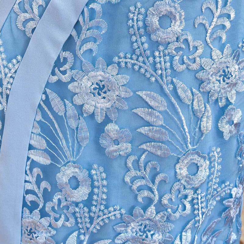 Women Fashion Casual Stitching Lace Embroidered Plus Size Dress