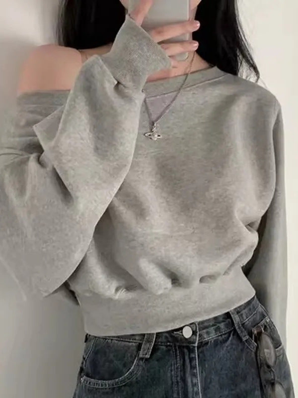 Sudadera informal de manga larga con fugas para mujer