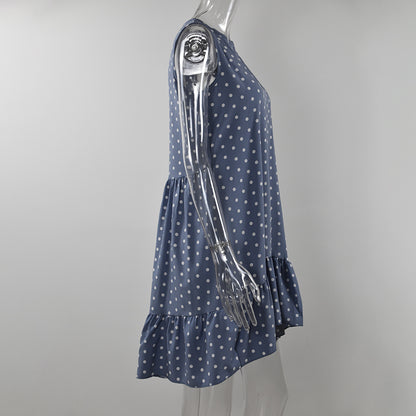 Women Bohemian Summer Polka Dot Sleeveless Ruffled Beach Mini Casual Sundress Fashion Dress