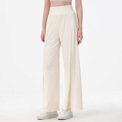 Women Casual Solid Color Yoga Loose Straight Leg Fitness Pants