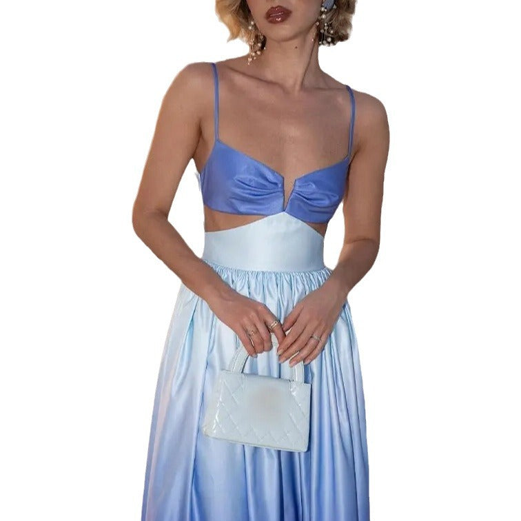 Women Casual Fashion Gradient Sling Hollow Maxi Dress