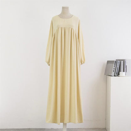 Vestido holgado informal de manga larga de color liso para mujer, talla grande