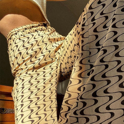 Women Casual Color Block Color Blocking High Waist Summer Straight Pants