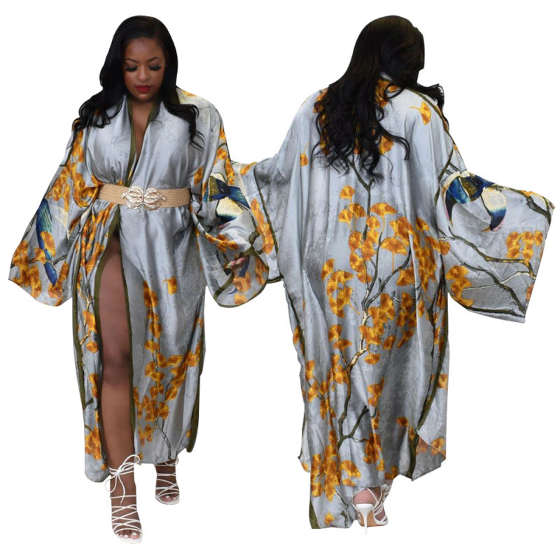 Cárdigan holgado con estampado gráfico informal de estilo bohemio para mujer