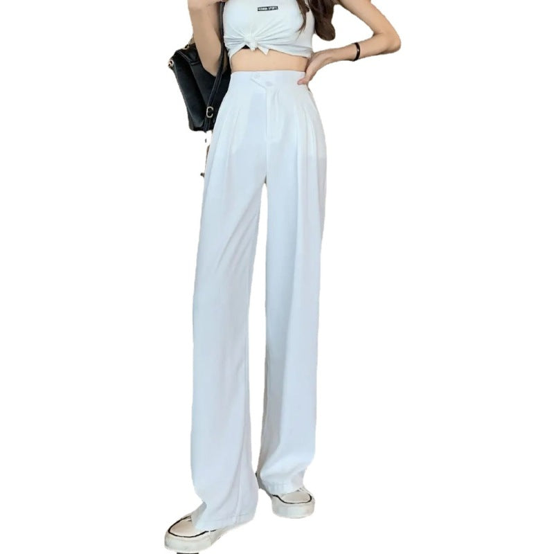 Pantalones casuales de cintura alta con pierna ancha y holgados para mujer