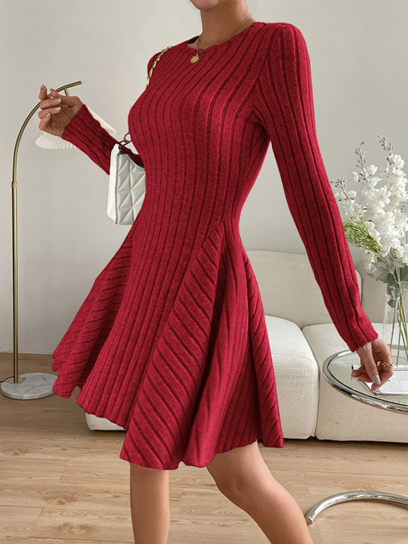 Autumn And Winter Women Knitted Long-Sleeved Casual Dress