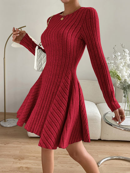 Autumn And Winter Women Knitted Long-Sleeved Casual Dress