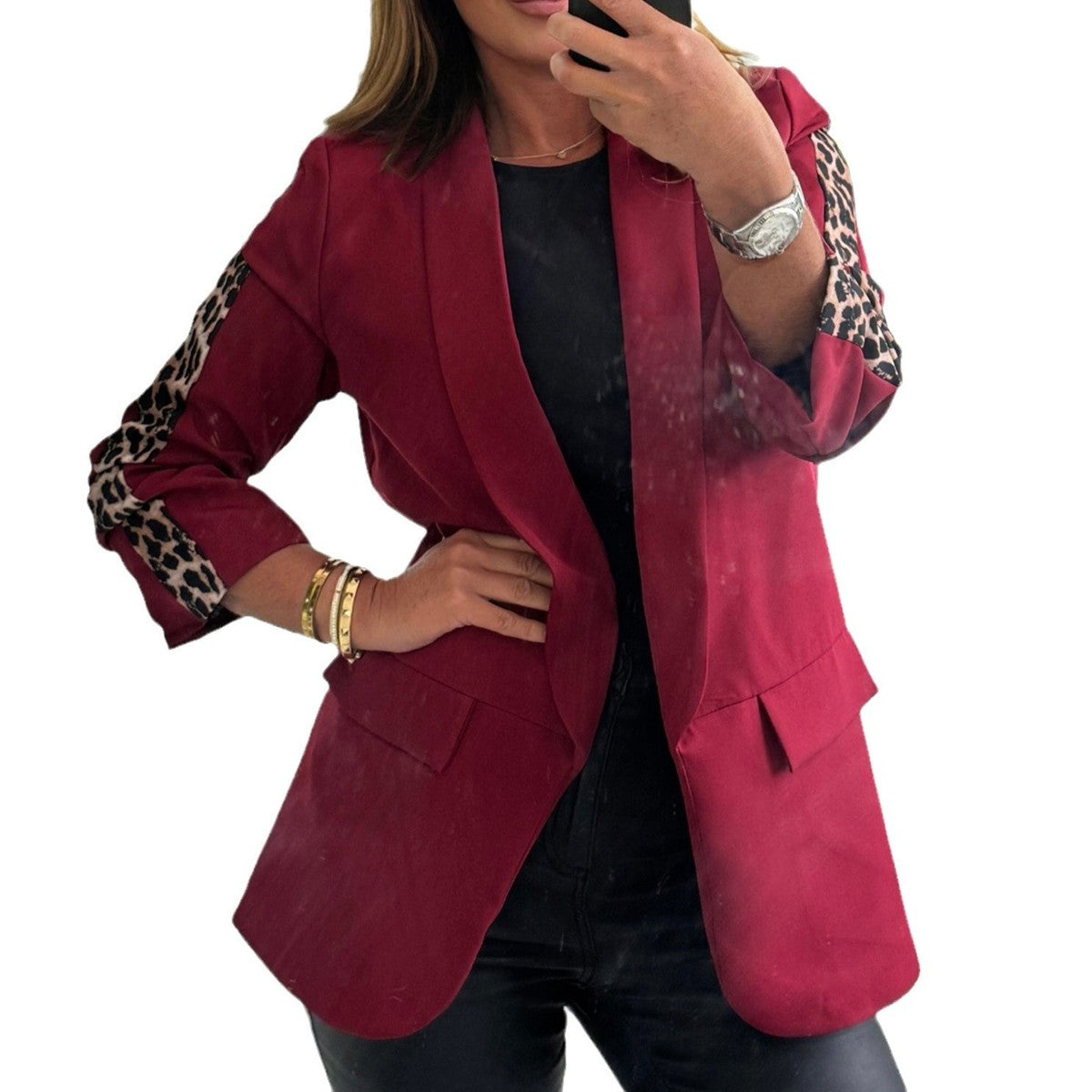 Autumn And Winter Fashion Elegant Casual Leopard Blazer Coat