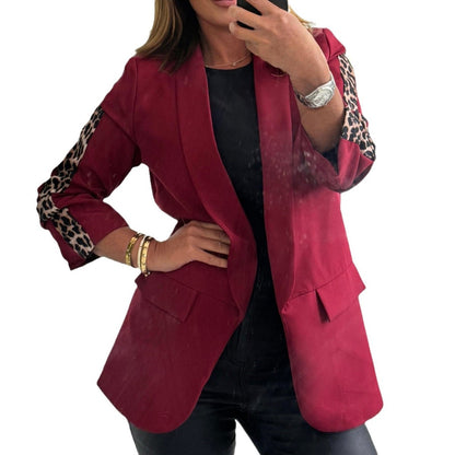 Autumn And Winter Fashion Elegant Casual Leopard Blazer Coat