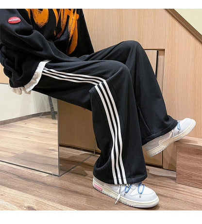 Women Fashion Casual Color Blocking Stripe Pattern Eide Leg Athleisure Sweatpants