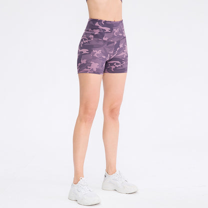 Women'S Casual Nude Printed High-Elastic Tight-Fitting Sports Quick-Drying Fitness 3-Point Biker Shorts