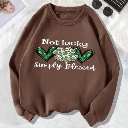 Spring Women Casual Crew Neck Four-Leaf Clover Long Sleeve Sweatshirt