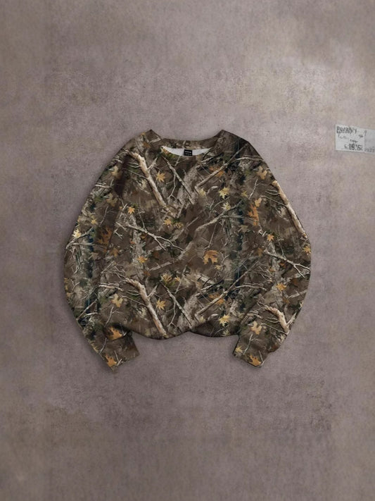 Women Casual Loose Camouflage Pattern Printed V-Neck Long Sleeve Sweatshirt