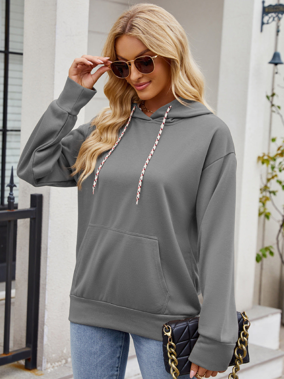 Autumn Winter Women Fashion Casual Solid Color Long Sleeve Hoodies