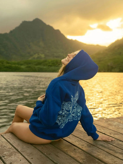 Sudadera con capucha holgada informal con estampado floral para mujer de talla grande