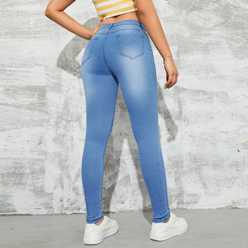 Vaqueros ajustados de cintura alta para mujer
