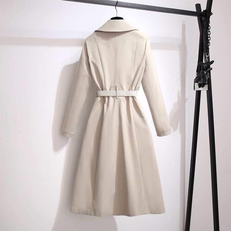 Gabardina de manga larga ajustada, elegante, informal, de color liso para mujer