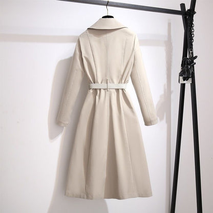 Gabardina de manga larga ajustada, elegante, informal, de color liso para mujer