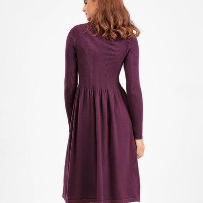 Vestido de punto de manga larga para mujer, informal, de otoño e invierno, en color liso