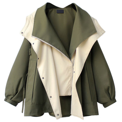 Gabardina de longitud media para mujer, estilo urbano, informal, con bloques de color, para invierno y otoño