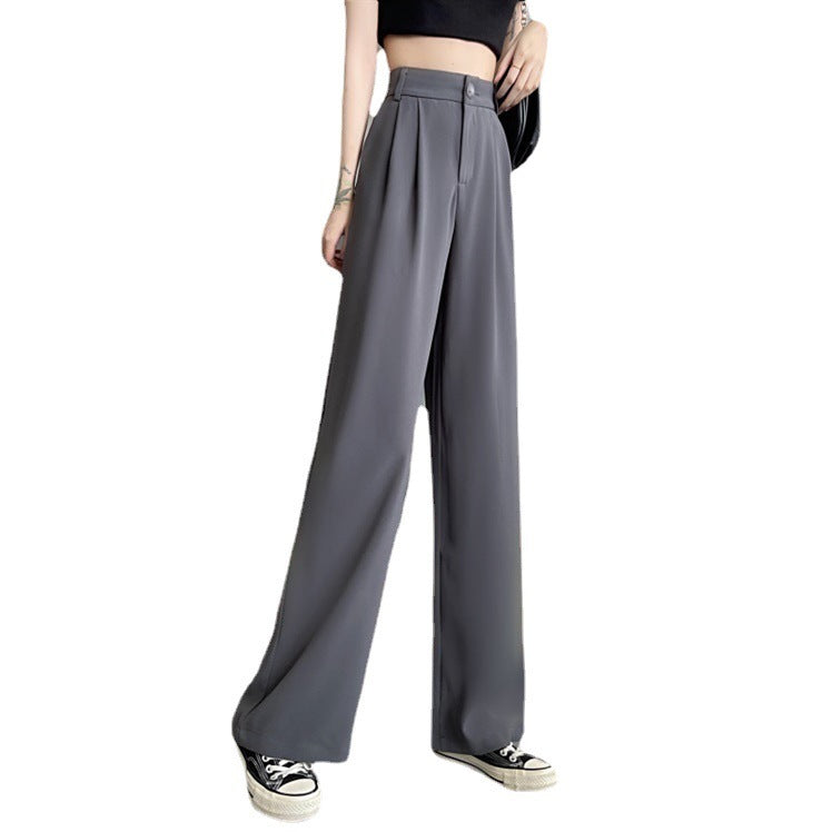 Pantalones casuales de pierna recta de color sólido para mujer
